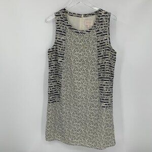 Skies are Blue sleeveless shift dress black white pattern graphic colorblock L